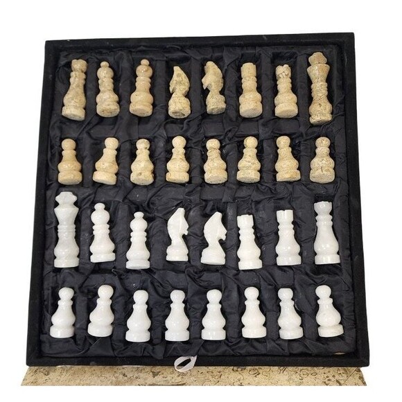 Marble Chess Pieces with Storage Tray, handmade chess pieces, home decor-New - Picture 2 of 11